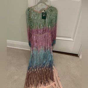 Rixo sequin midi cocktail dress